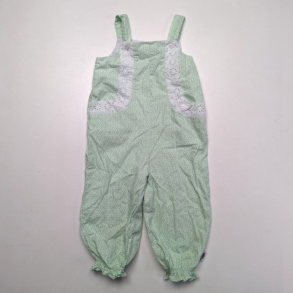 Posh Pickle Girls Romper Girls Size 18m Green Floral Bubble Boutique